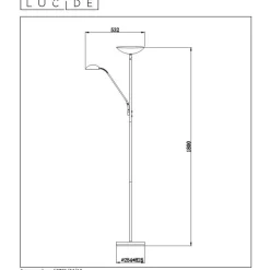 LED-lattiavalaisin Lucide Zenith Ø24,5x180cm 20W himmennettävä satiini kromi