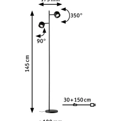 LED-lattiavalaisin Paulmann Puric Pane, 2700K, himmennettävä, musta