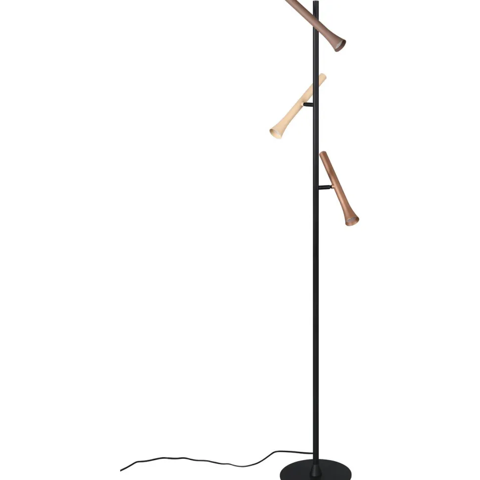LED-lattiavalaisin Trio Fiato, 3-os, mattamusta/moniväri