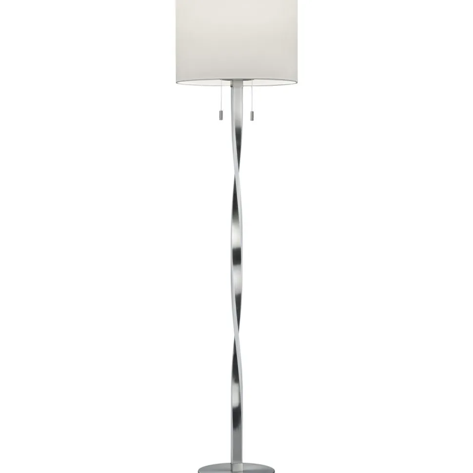 LED-lattiavalaisin Trio Nandor ø400x1605 mm harjattu teräs/valkoinen