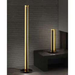 LED-lattiavalaisin Trio Texel Ø 250x1425 mm musta/kulta