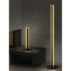 LED-lattiavalaisin Trio Texel Ø 250x1425 mm musta/kulta