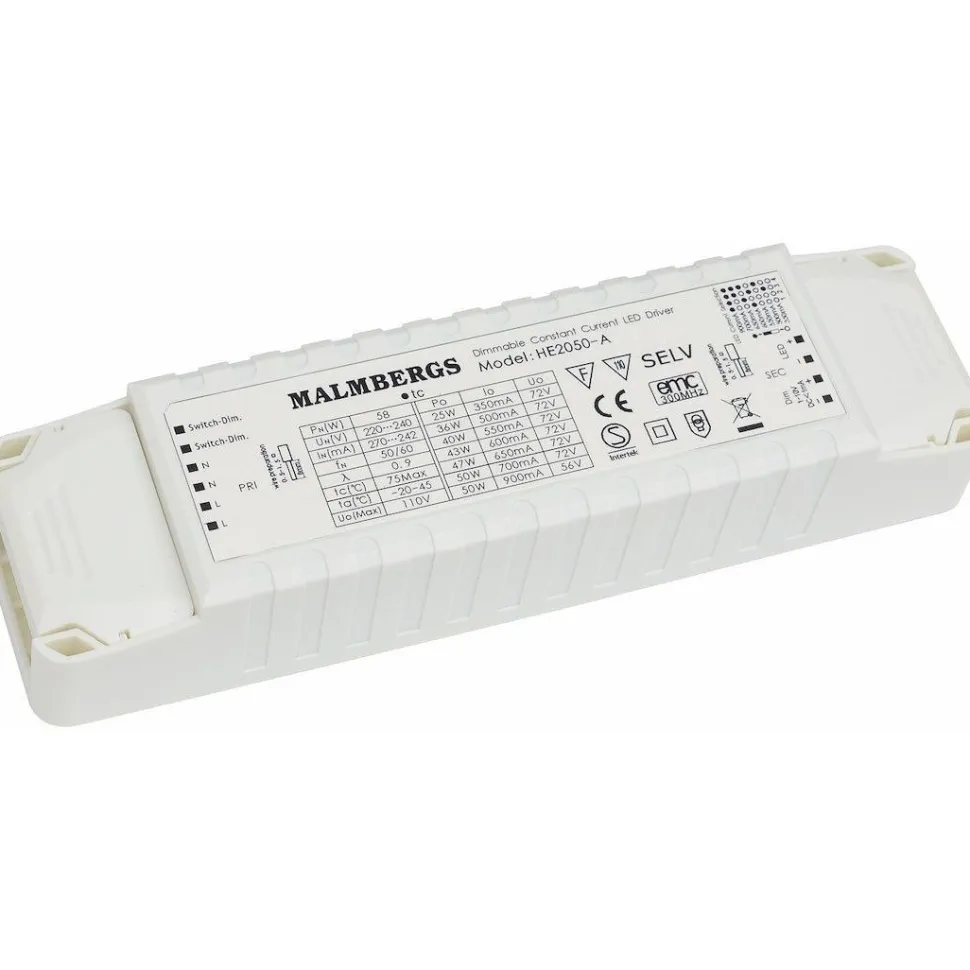 LED-liitäntälaite Malmbergs LED Driver, 1x50W
