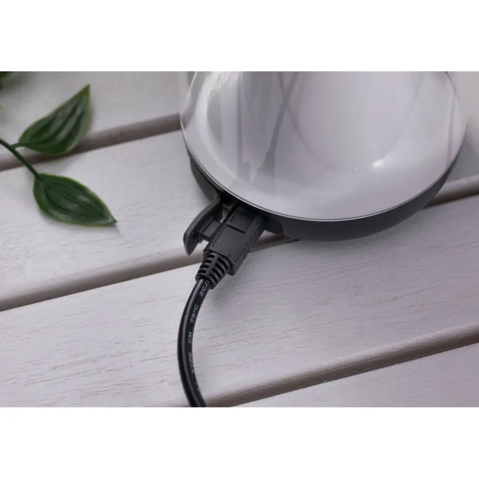 LED-lyhty Pulmann Cupulino, IP44, 3000K, USB-ladattava, himmennettävä