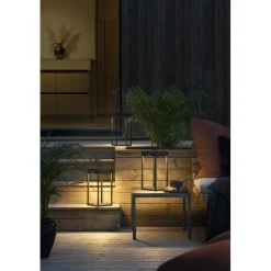 LED-lyhtyvalaisin Konstsmide Ravello 30cm ladattava musta
