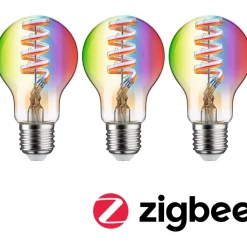 LED-älylamppu Paulmann Smart Home Zigbee 3.0 Pear, E27, 470lm, 6.3W, RGBW+, filamentti, himmennettävä, kulta, 3kpl