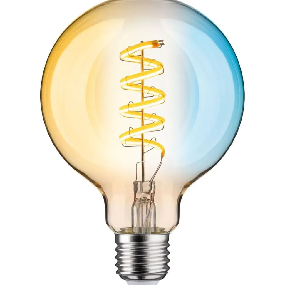LED-älylamppu Paulmann Smart Home Zigbee 3.0 Globe, G95, E27, 600lm, 7.5W, filamentti, säädettävä värilämpötila, himmennettävä, kulta