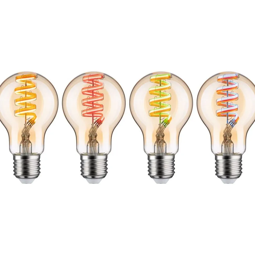 LED-älylamppu Paulmann Smart Home Zigbee 3.0 Pear, E27, 470lm, 6.3W, RGBW+, filamentti, himmennettävä, kulta