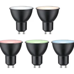 LED-älylamppu Paulmann Smart Home Zigbee 3.0 Reflector, GU10, 350lm, 4.8W, RGBW+, himmennettävä, mattamusta, 3kpl