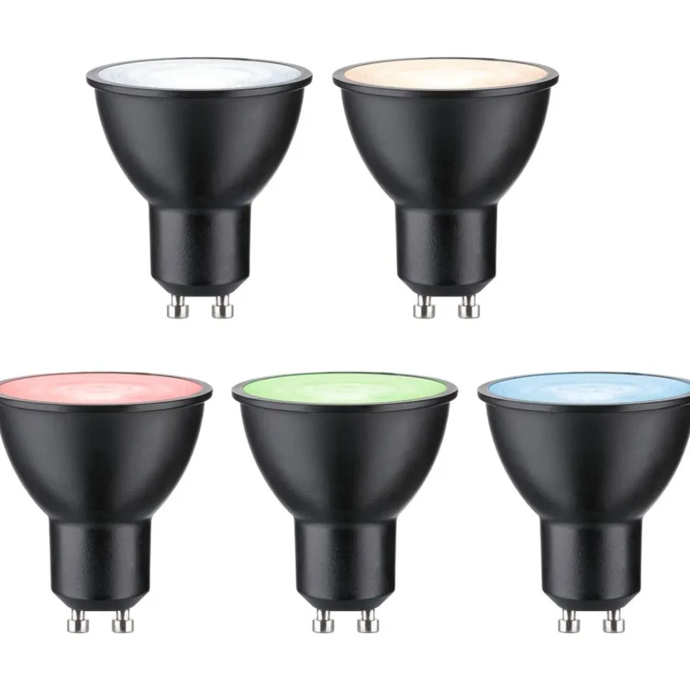 LED-älylamppu Paulmann Smart Home Zigbee 3.0 Reflector, GU10, 350lm, 4.8W, RGBW+, himmennettävä, mattamusta, 3kpl