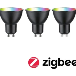 LED-älylamppu Paulmann Smart Home Zigbee 3.0 Reflector, GU10, 350lm, 4.8W, RGBW+, himmennettävä, mattamusta, 3kpl