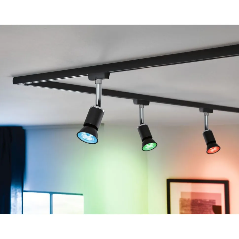 LED-älylamppu Paulmann Smart Home Zigbee 3.0 Reflector, GU10, 350lm, 4.8W, RGBW+, himmennettävä, mattamusta, 3kpl