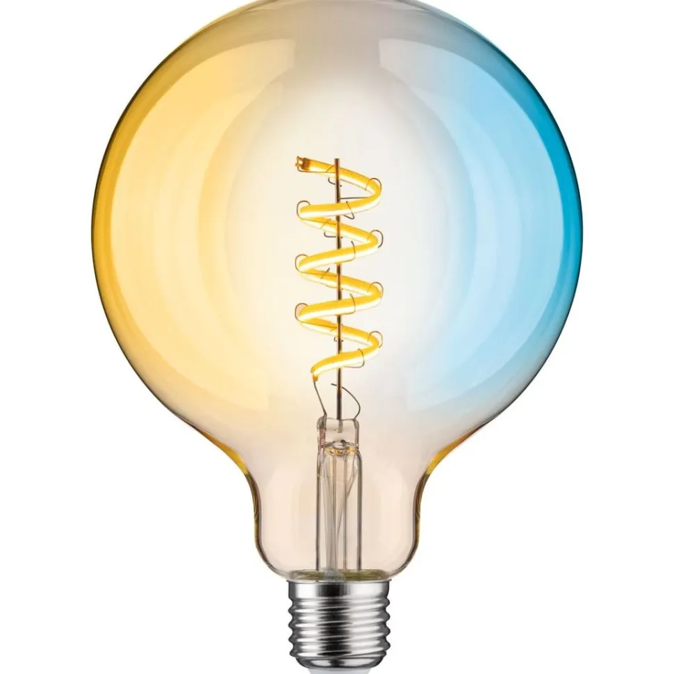 LED-älylamppu Paulmann Smart Home Zigbee 3.0 Globe, G125, E27, 600lm, 7,5W, filamentti, säädettävä värilämpötila, himmennettävä, kulta