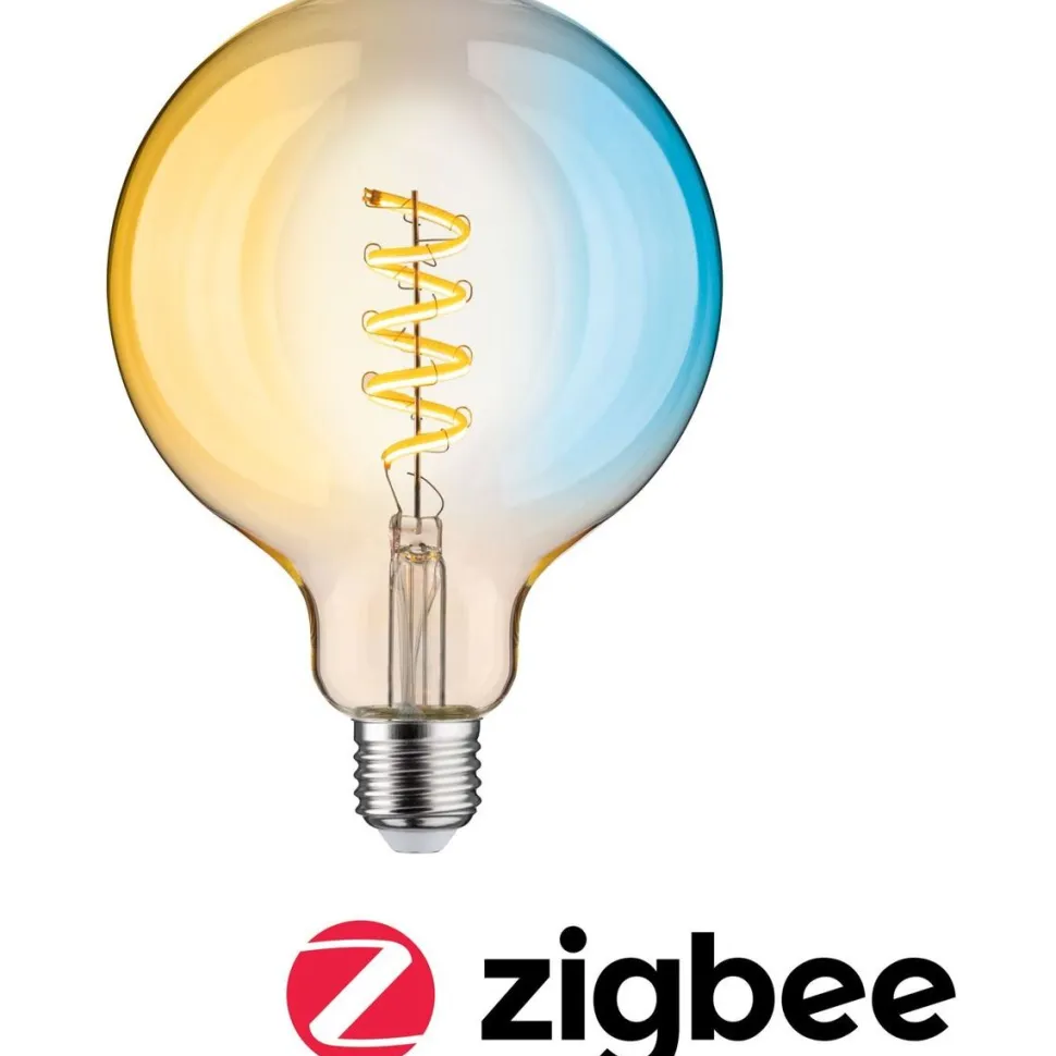 LED-älylamppu Paulmann Smart Home Zigbee 3.0 Globe, G125, E27, 600lm, 7,5W, filamentti, säädettävä värilämpötila, himmennettävä, kulta