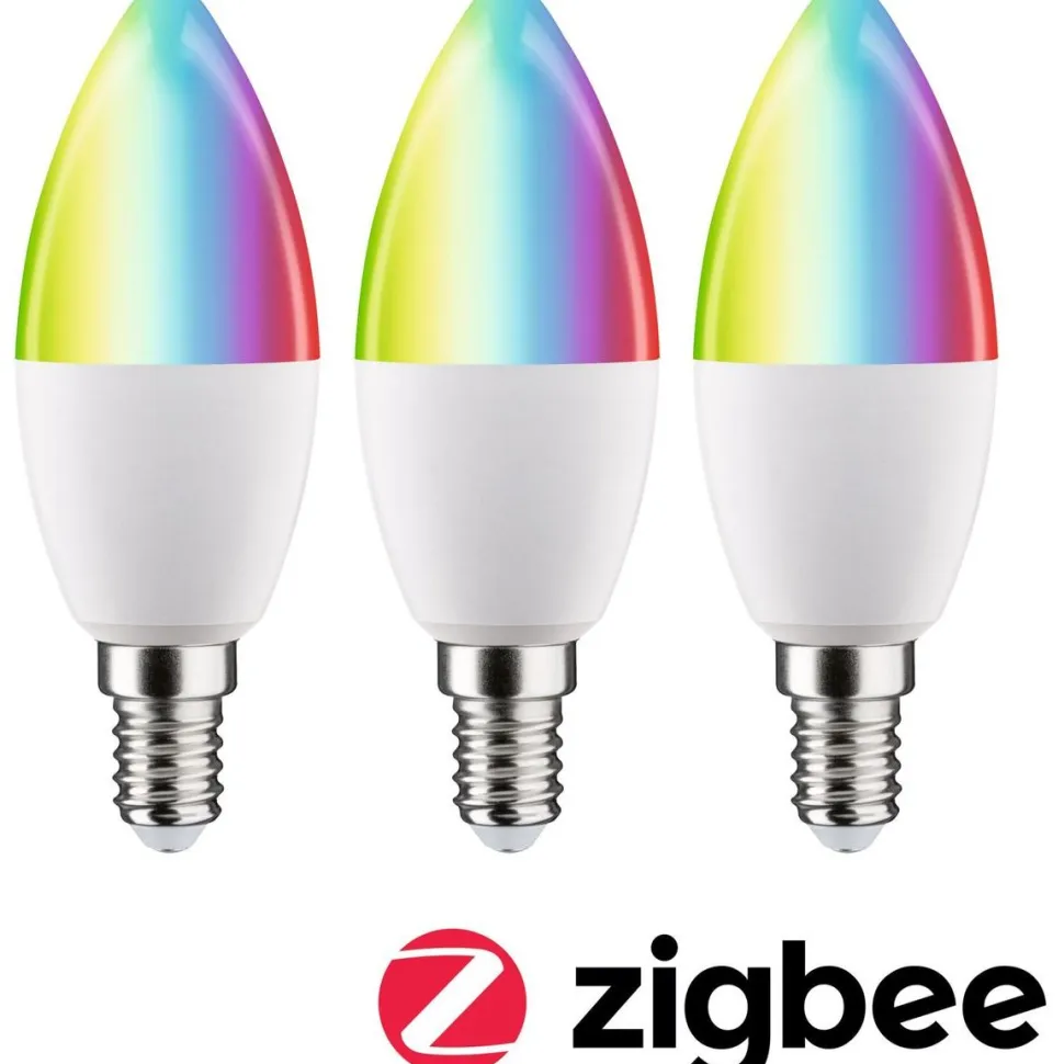 LED-älylamppu Paulmann Smart Home Zigbee 3.0 Candle, E14, 470lm, 5W, RGBW+, himmennettävä, matta, 3kpl