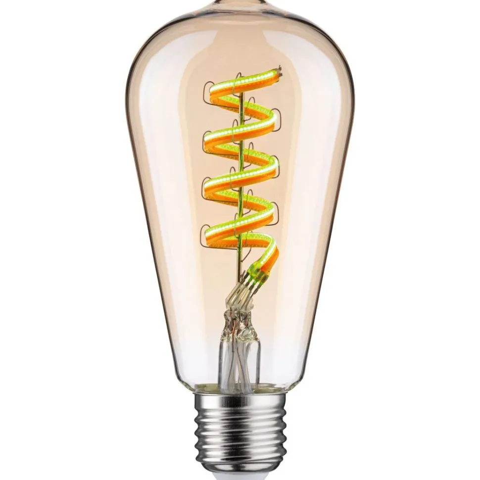 LED-älylamppu Paulmann Smart Home Zigbee 3.0, ST64, E27, 470lm, 6.3W, RGBW+, filamentti, himmennettävä, kulta