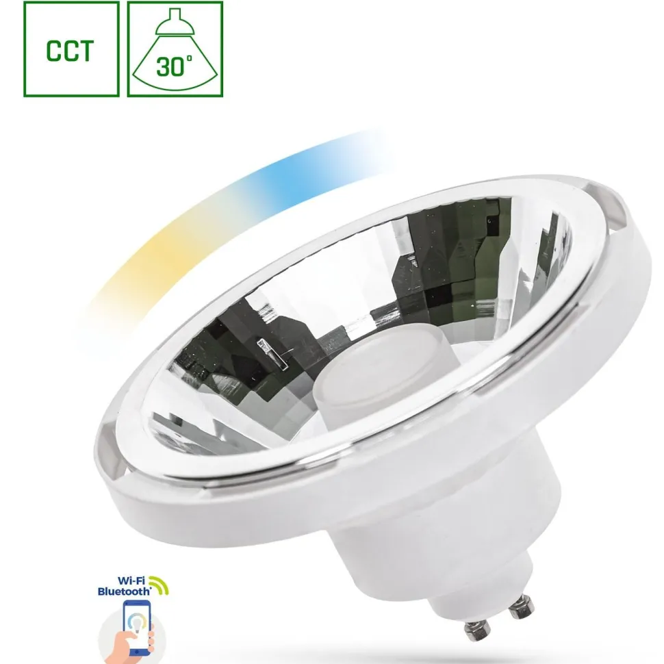 LED-älylamppu Spectrum GU10 AR111 10W 230V valkoinen 30° CCT+DIM Wi-Fi/BT 3000-6000K