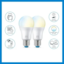 LED-älypolttimo WiZ Wi-Fi 2700-6500K 8W E27 2kpl