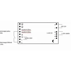 LED-muuntaja FTLIGHT Multi 24V 75W IP20 himmennettävä painonappi 1-10V