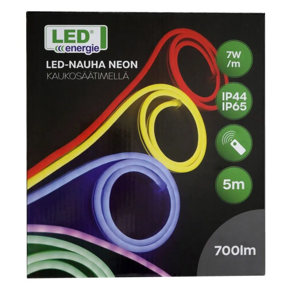 LED-nauha LED Energie Neon RGB+WW 5 m 7 W/m IP44/IP65 500 lm kaukosäädin