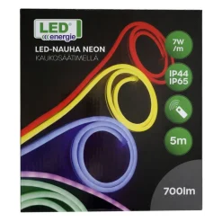 LED-nauha LED Energie Neon RGB+WW 3 m 7 W/m IP44/IP65 500 lm kaukosäädin
