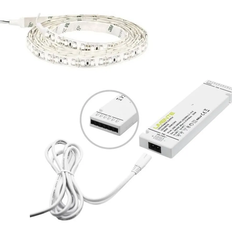 LED-nauha Limente 2 m IP20/IP44 24V 4000K + virtalähde