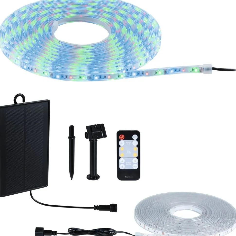 LED-nauha Paulmann Solar aurinkokenno IP44 RGB kaukosäädin, eri pituuksia