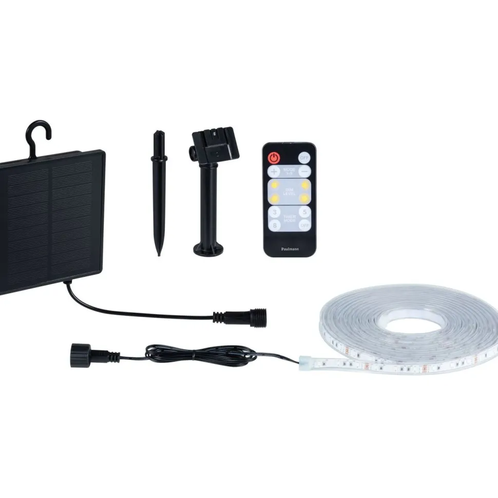 LED-nauha Paulmann Solar aurinkokenno IP44 RGB kaukosäädin, eri pituuksia