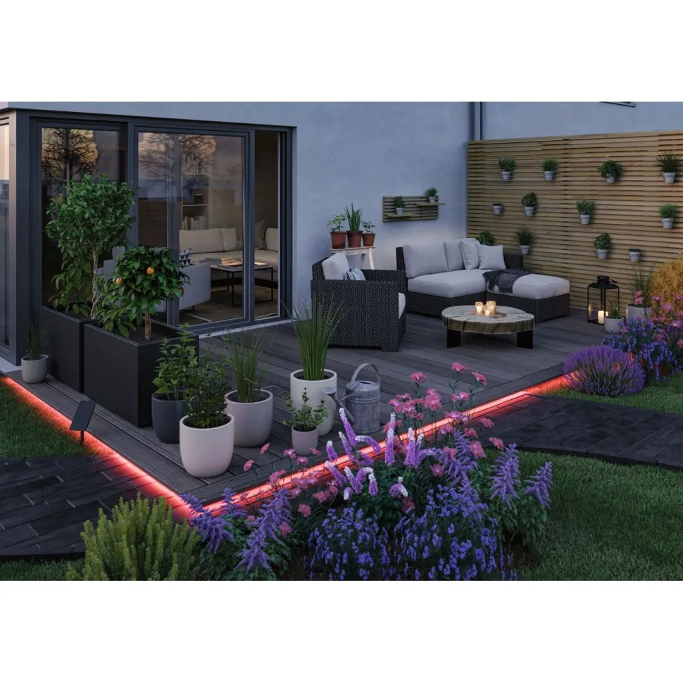 LED-nauha Paulmann Solar aurinkokenno IP44 RGB kaukosäädin, eri pituuksia