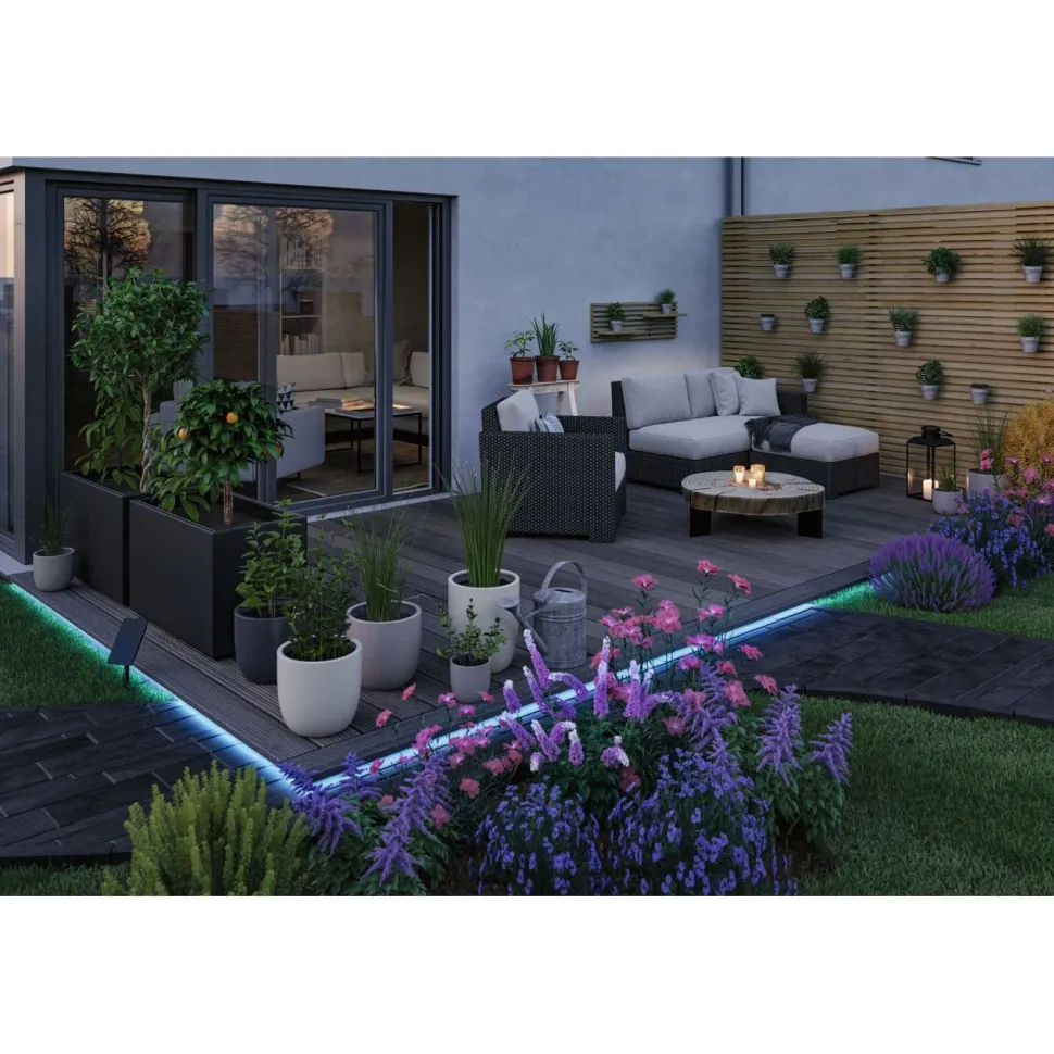 LED-nauha Paulmann Solar aurinkokenno IP44 RGB kaukosäädin, eri pituuksia