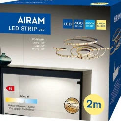 LED-nauha Airam Led Strip, 24V, IP20, 4.8W/m, 3000K, 1m