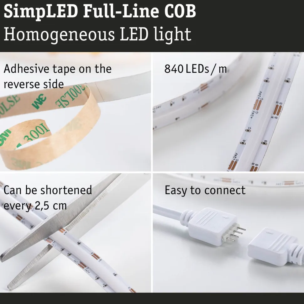 LED-nauhasetti Paulmann SimpLED Full-Line COB 5m 14.5W 140 lm/m 840 LEDiä/m RGB 24 VA