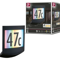 LED-numerovalaisin liike- ja hämärätunnistimella Paulmann Padea, Smart Home Zigbee 3.0, RGBW+, IP44, antrasiitti