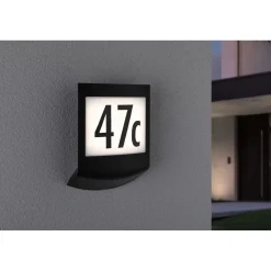 LED-numerovalaisin liike- ja hämärätunnistimella Paulmann Padea, Smart Home Zigbee 3.0, RGBW+, IP44, antrasiitti