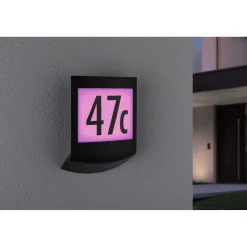LED-numerovalaisin liike- ja hämärätunnistimella Paulmann Padea, Smart Home Zigbee 3.0, RGBW+, IP44, antrasiitti
