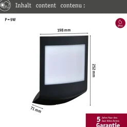 LED-numerovalaisin liike- ja hämärätunnistimella Paulmann Padea, Smart Home Zigbee 3.0, IP44, antrasiitti
