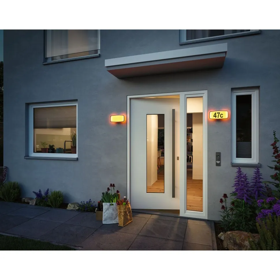 LED-numerovalaisin liike- ja hämärätunnistimella Paulmann Sheera, Smart Home Zigbee 3.0, IP44, 27.6x7.3cm, antrasiitti