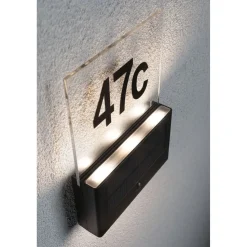 LED-numerovalaisin aurinkokennolla Paulmann Neda, IP44, 3000K, hämärätunnistin, antrasiitti