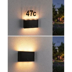 LED-numerovalaisin aurinkokennolla Paulmann Neda, IP44, 2200K, liiketunnistin, antrasiitti