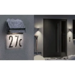 LED-numerovalaisin aurinkokennolla Paulmann Neda, IP44, 3000K, musta
