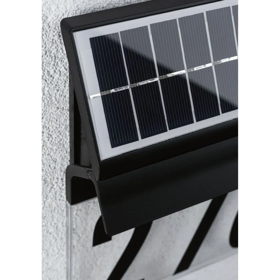 LED-numerovalaisin aurinkokennolla Paulmann Neda, IP44, 3000K, musta