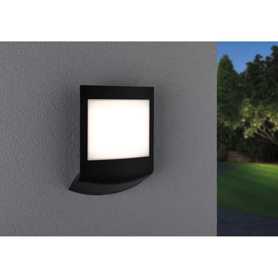 LED-numerovalaisin liike- ja hämärätunnistimella Paulmann Padea, IP44, 3000K, korroosionkestävä, antrasiitti