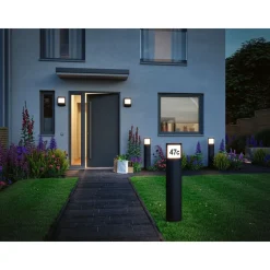 LED-numerovalaisin liike- ja hämärätunnistimella Paulmann Padea, IP44, 3000K, korroosionkestävä, antrasiitti