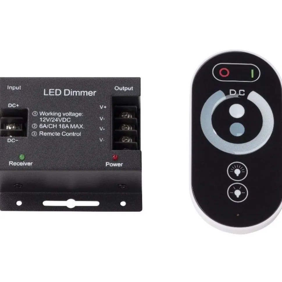 LED-ohjain/kaukosäädin Euroshrink, 12/24V, max 432W
