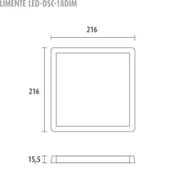 LED-paneeli Limente DSC 216x216mm IP20 18W valkoinen/musta