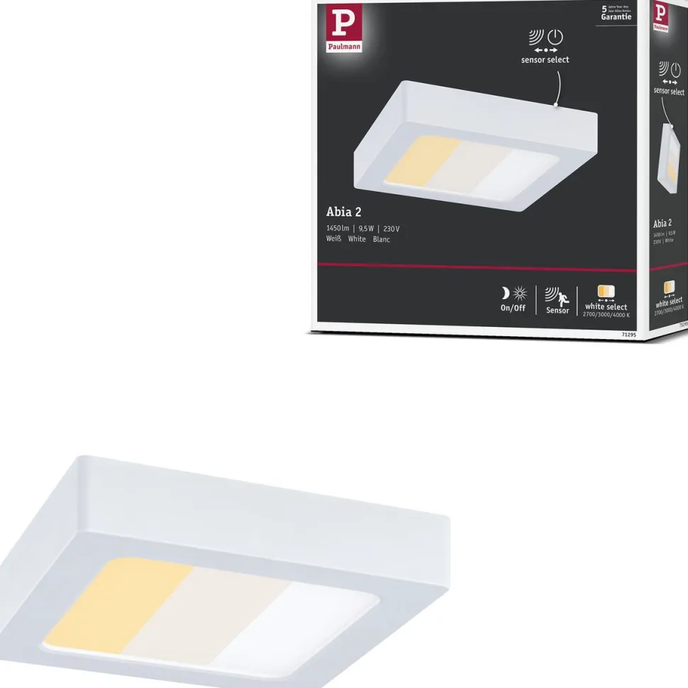 LED-paneeli Paulmann Abia 2 White Select hämäräohjatulla liiketunnistimella (HF) 170x170mm 9.5W 1100lm 2700-4000K, musta