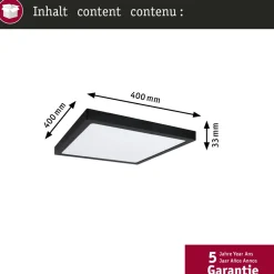 LED-paneeli Paulmann Abia 2 White Select hämäräohjatulla liiketunnistimella (HF) 170x170mm 9.5W 1100lm 2700-4000K, musta