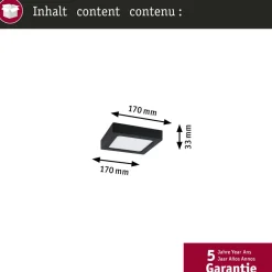 LED-paneeli Paulmann Abia 2 White Select hämäräohjatulla liiketunnistimella (HF) 170x170mm 9.5W 1100lm 2700-4000K, musta