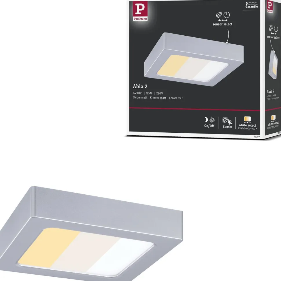LED-paneeli Paulmann Abia 2 White Select hämäräohjatulla liiketunnistimella (HF) 170x170mm 9.5W 1100lm 2700-4000K, musta