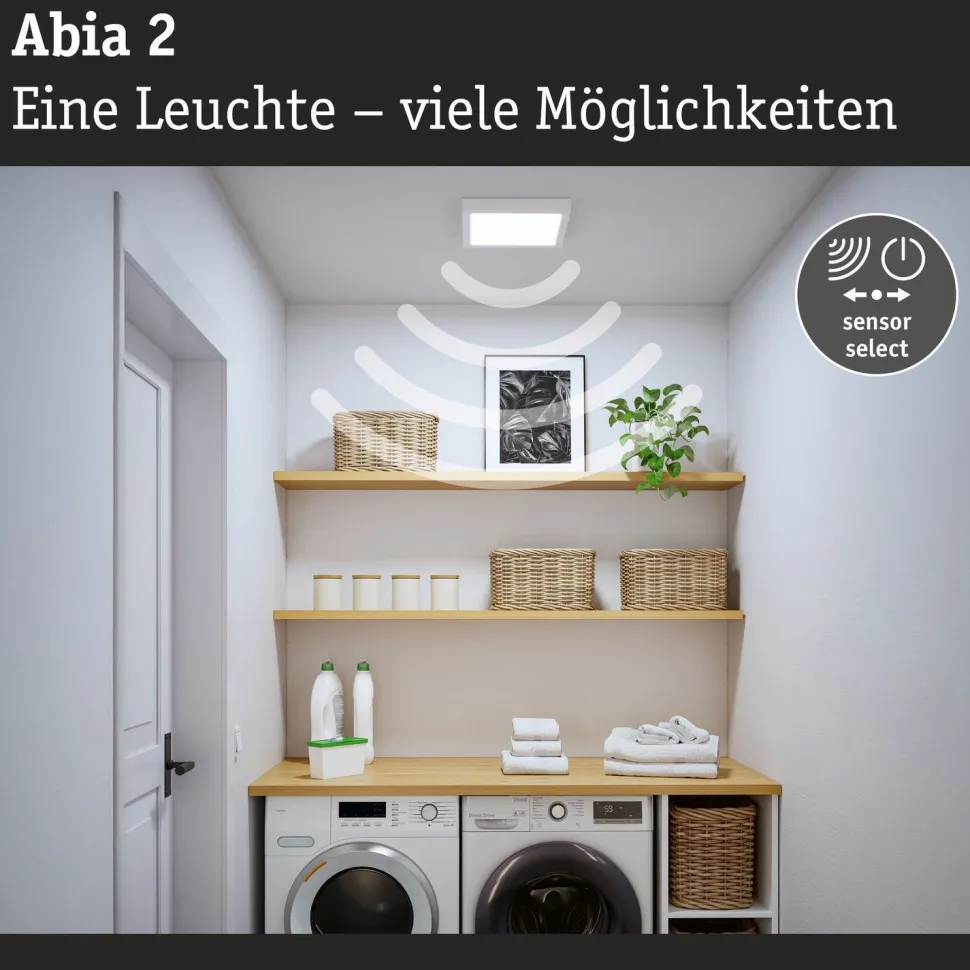LED-paneeli Paulmann Abia 2 White Select hämäräohjatulla liiketunnistimella (HF) 170x170mm 9.5W 1100lm 2700-4000K, musta